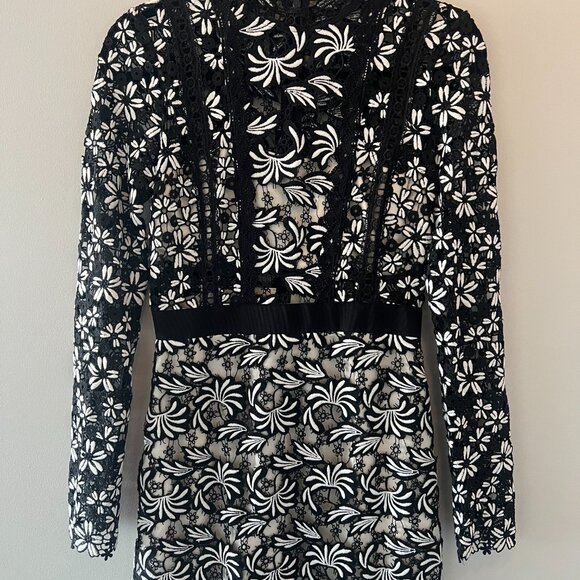 Self-Portrait Antoinette Floral Guipure-Lace Dress - Size 6 (US) / Small - Picture 6 of 8